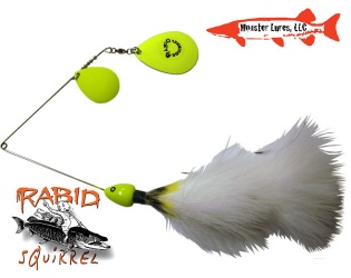 Monster Lures Rabid Squirrel Colorado Spinnerbait - Chartreuse White