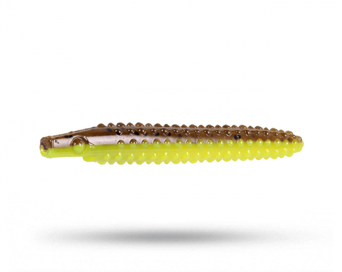 Strike Pro Pig Pickle 8cm 3,1g - Brown Chartreuse Flake (4-pack) i gruppen Fiskedrag / NED Beten , Maskar & Stickbaits hos Örebro Fiske & Outdoor AB (29-SP172Q-C020)