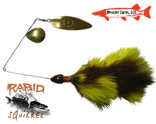 Monster Lures Rabid Squirrel Willow Spinnerbait - Gold Yellow Brown i gruppen Fiskedrag / Gäddspinnare & Spinnerbaits hos Örebro Fiske & Outdoor AB (9293_14346)