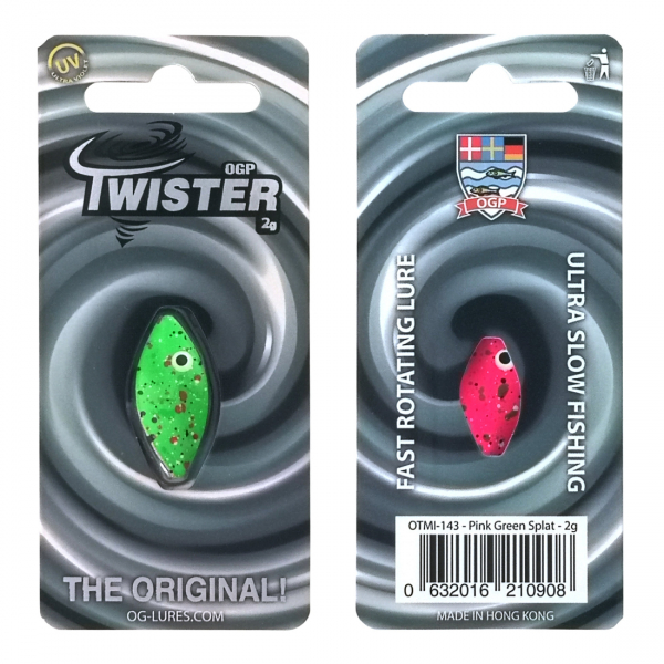 Twister - Pink Green Splat - 2 g i gruppen Fiskedrag / Skeddrag hos Örebro Fiske & Outdoor AB (OTMI-043)