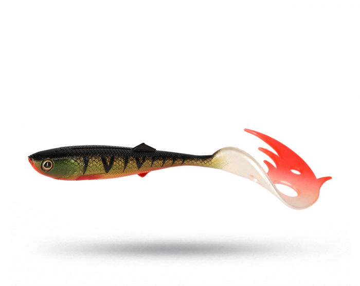 Mikado Sicario Pike Tail 8,5 cm - Bloody Perch i gruppen Fiskedrag / Abborre & Gösjigg hos Örebro Fiske & Outdoor AB (PMSCT-85-BP)