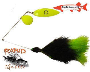 Monster Lures Rabid Squirrel Willow Spinnerbait - Chartreuse Black