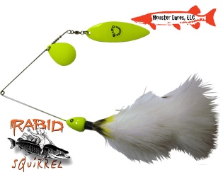 Monster Lures Rabid Squirrel Willow Spinnerbait - Chartreuse White
