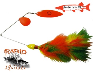 Monster Lures Rabid Squirrel Willow Spinnerbait - Fire Tiger