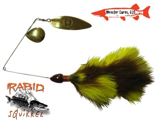 Monster Lures Rabid Squirrel Willow Spinnerbait - Gold Yellow Brown