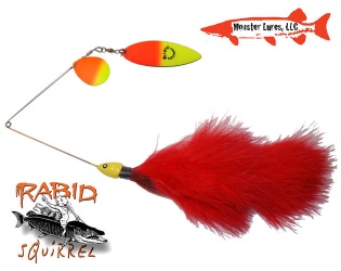 Monster Lures Rabid Squirrel Willow Spinnerbait - Sunrize Red