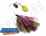 Musky Mayhem Attitude Spinnerbait Flash - Green/Purple Musky Mayhem Attitude Spinnerbait Flash - Green/Purple