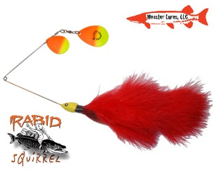 Monster Lures Rabid Squirrel Colorado Spinnerbait - Sunrize Red